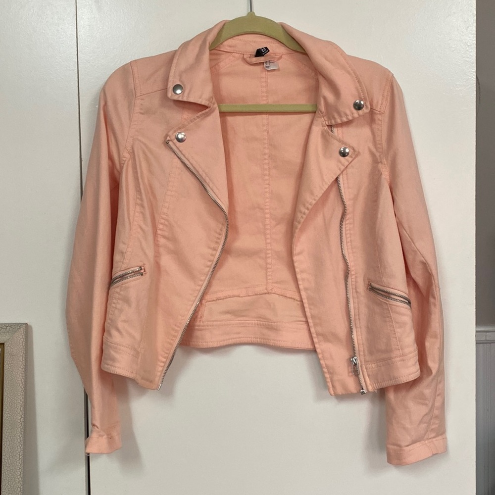H&M Pink Coral Moto Motorcycle Jacket